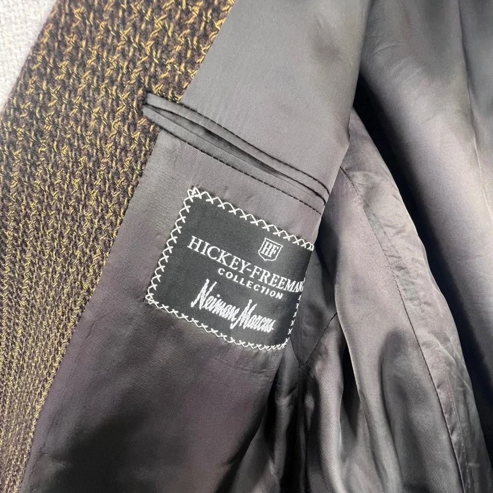 Hickey Freeman Boardroom 44R Brown 100% Wool Sport Coat Blazer USA Made